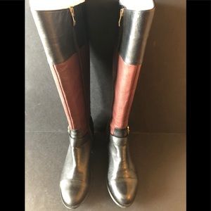 2-Tone Black/Chestnut Tall Leather Riding Boots